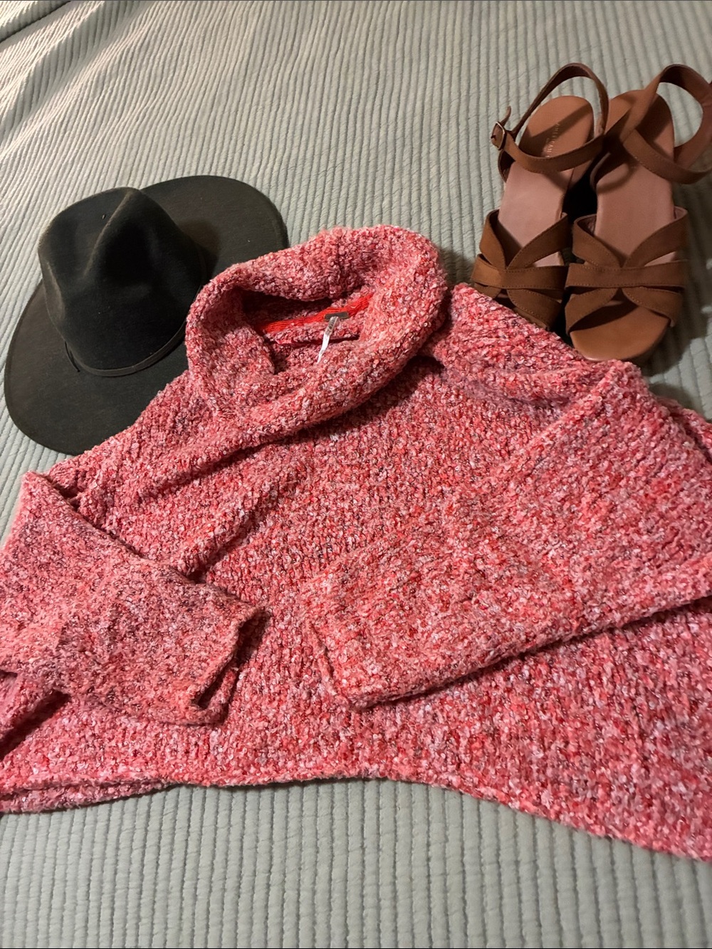 Free People-Cozy Pink-Orange Cowl Neck Women’s Sweater